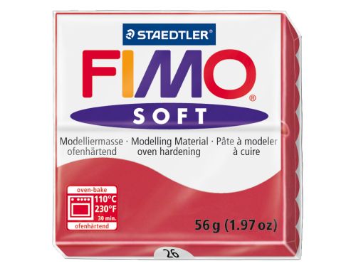 Pasta para modelar staedtler fimo soft 56 gr cor vermelho cereja , Staedtler , 54655 , 4006608809515